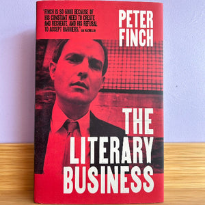 Book cover of 'The Literary Business' by Peter Finch with a red and black color scheme.