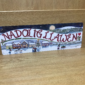 Arwydd tun Nadolig Llawen