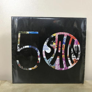 A black CD case with '50 SAN' text and a collage of various images including currency, maps, and a stylized Welsh flag.
