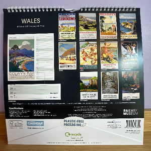 Wales poster art calendar 2026 with various scenic images.