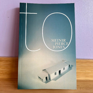 Book cover with a minimalist house illustration and 'Meinir Pierce Jones' text on a purple background