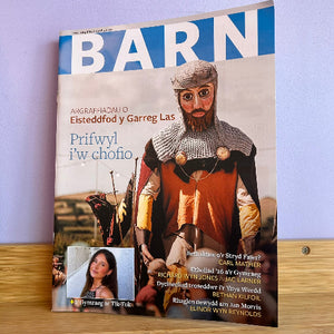 A physical copy of Barn standing on a wooden shelf against a light purple wall.