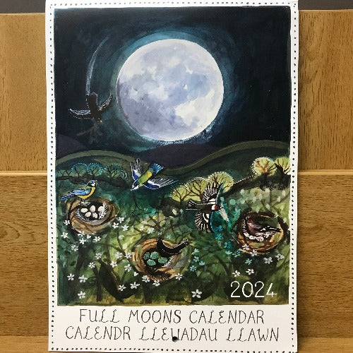 2024 Calendr Lleuadau Llawn - Full Moons Calendar