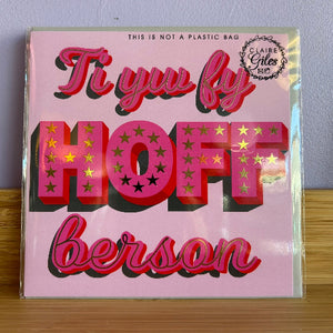 Card with 'Ti yw fy Hoff berson' text on a pink background