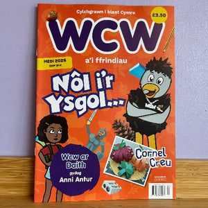 Magazine cover with cartoon characters and text on an orange background