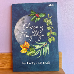 Book cover with floral design and moon on a purple background