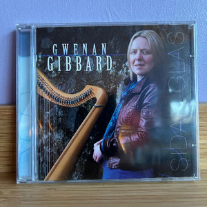 CD cover with a harp and a person, featuring the name Gwenan Gibbard.