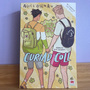 Book cover of 'Curiad Coll' by Alice Oseman with two characters holding hands against a purple background.